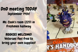 DnD Club starts today!  Calling all adventurers!